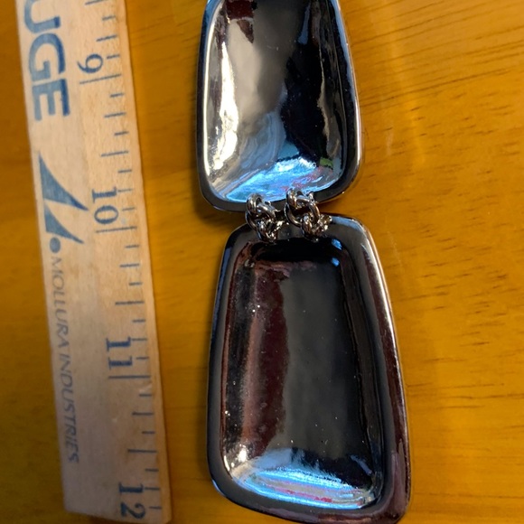 Chicos articulating silver tone pendant and double navy corded chain, 16-20 in - Picture 3 of 7